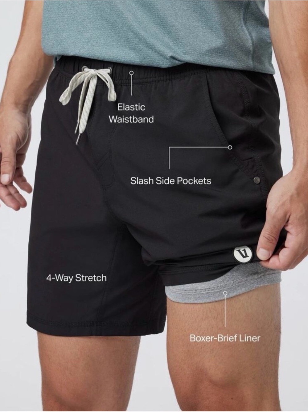 VUORI | MEN'S KORE 7" SHORTS LARGE IN BLACKSTRIPES LINED ATHLETIC - Picture 2 of 8